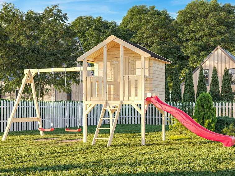 Dětský domek TOBY 2,1 m² set s houpačkou