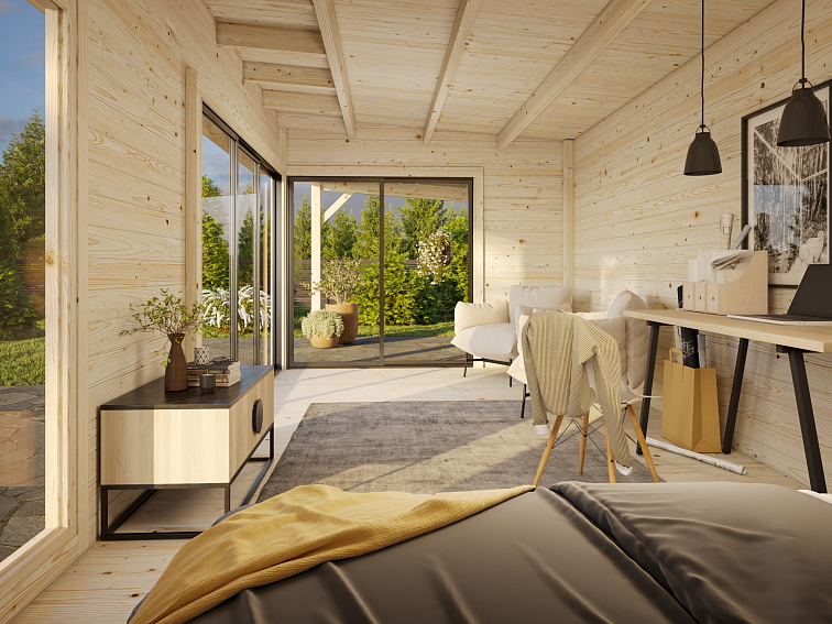 Zahradní domek Andrea 17,1 + 7,9 m² s posuvnými dveřmi