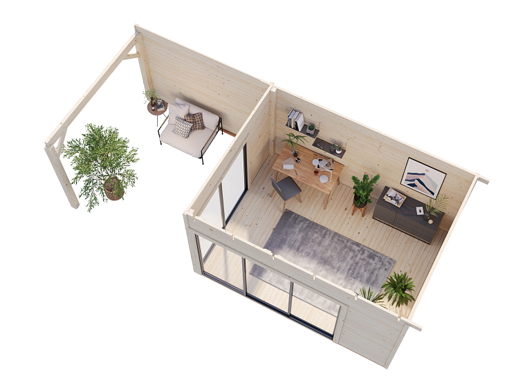 Zahradní domek ANDREA 11,2 + 7,9 m² s posuvnými dveřmi