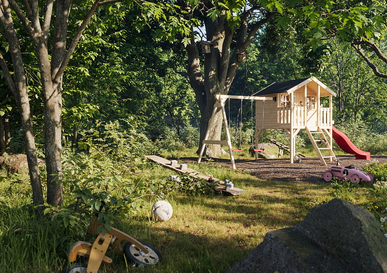 Dětský domek TOBY 2,1 m² - houpačka