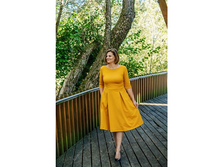 Hořčicové šaty Bel