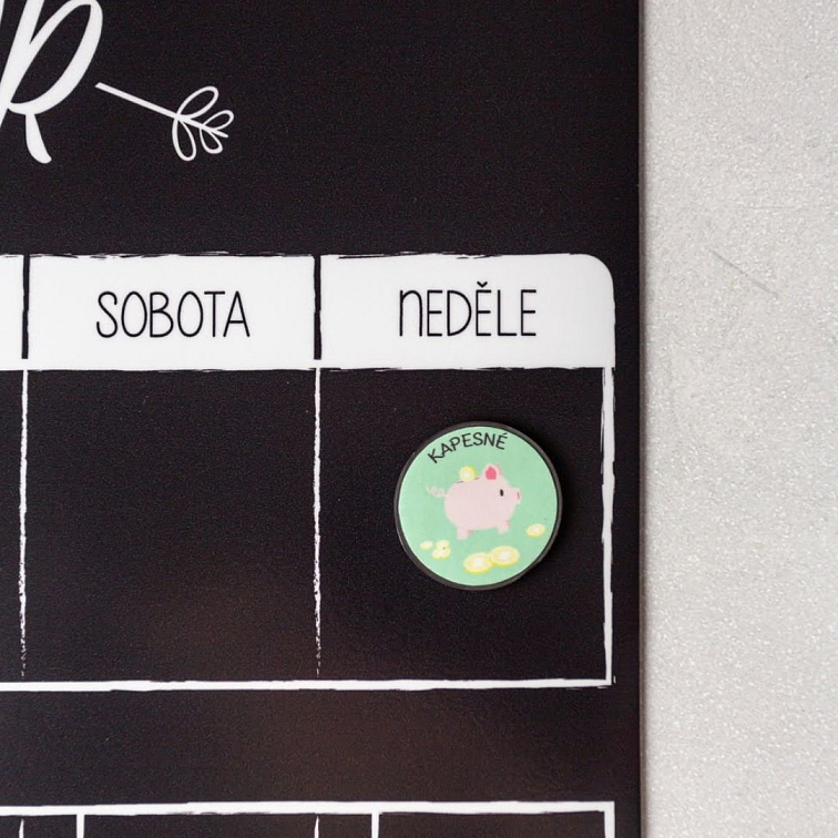 Týdenní & Měsíční Combo - magnetický rodinný kalendář - černý