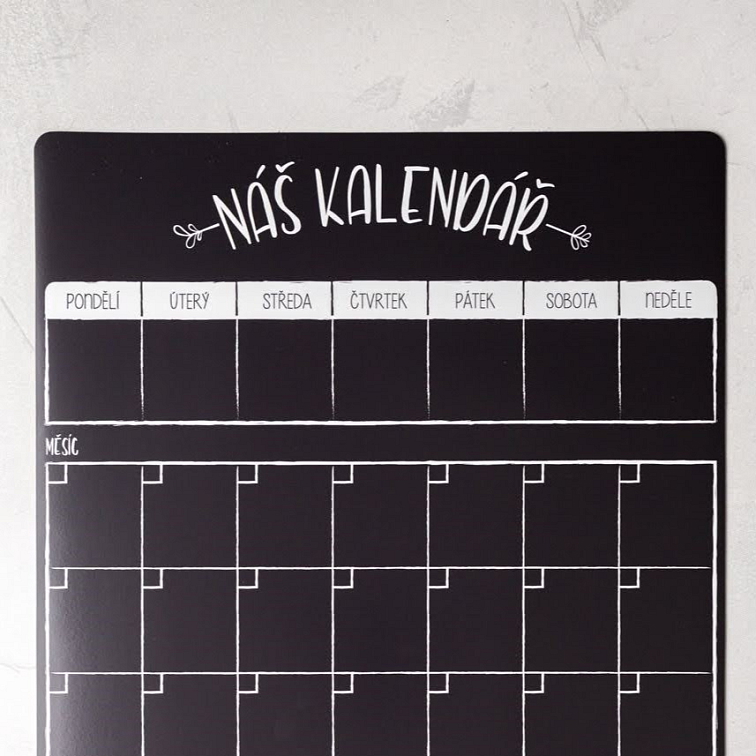 Rodinné duo: Černý Týdenní & Měsíční Combo Rodinný kalendář & Černé Menu
