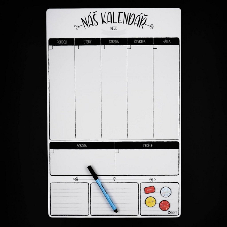 Rodinné duo: Týdenní rodinný kalendář Vertikální & Menu