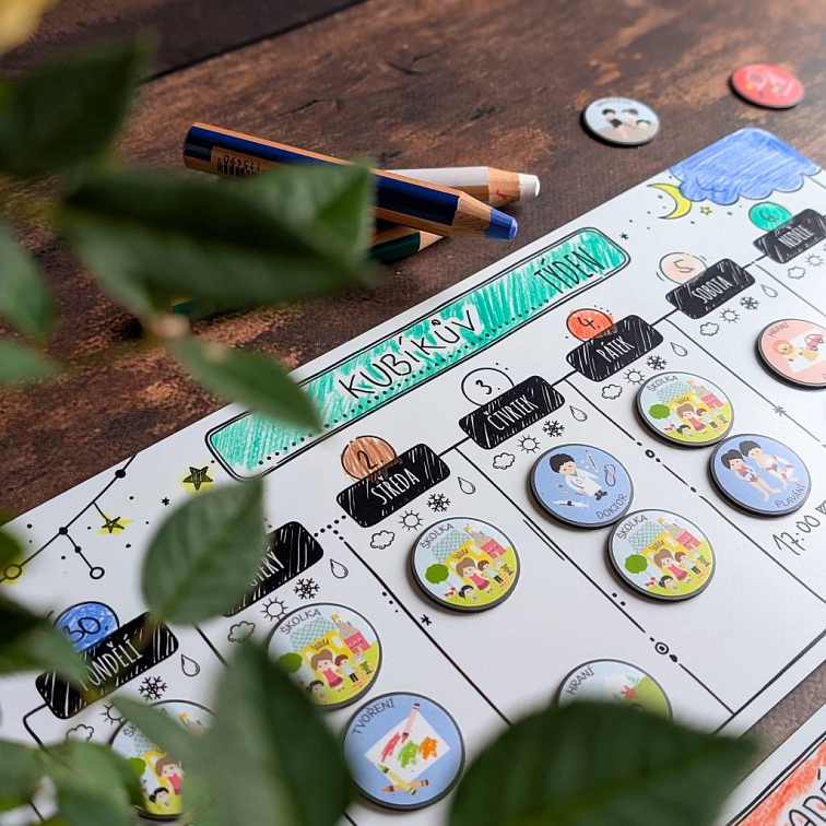 Týdenní plánovací sada pro 2 děti: 2 x Malý týdenní plán (černobílá edice)