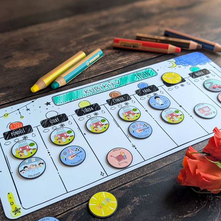 Můj malý týdenní plán - Jsem školák (Černobílá edice)