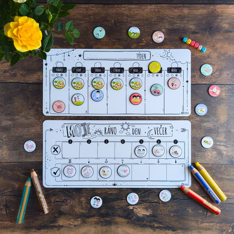 Kompletní sada 3-6 let: Malý týdenní plán & Můj den krok za krokem (černobílá edice)