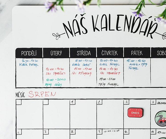 Rodinné duo: Týdenní & Měsíční Combo Rodinný kalendář & Menu