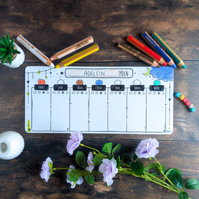 Můj malý týdenní plán - Jsem školák (Černobílá edice)