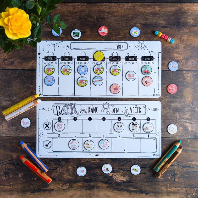 Kompletní sada 6+: Malý týdenní plán & Můj den krok za krokem (černobílá edice)