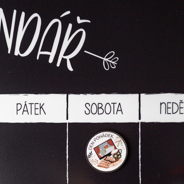 Týdenní & Měsíční Combo - magnetický rodinný kalendář - černý