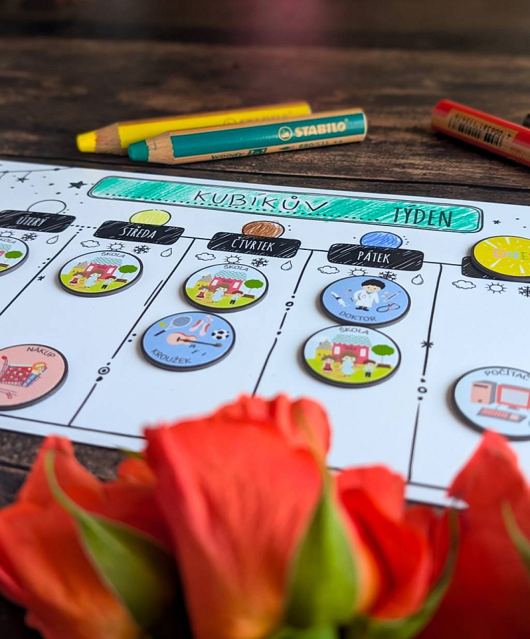 Můj malý týdenní plán - Jsem školák (Černobílá edice)