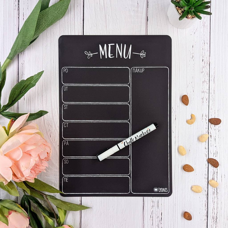 Rodinné duo: Černý Týdenní & Měsíční Combo Rodinný kalendář & Černé Menu
