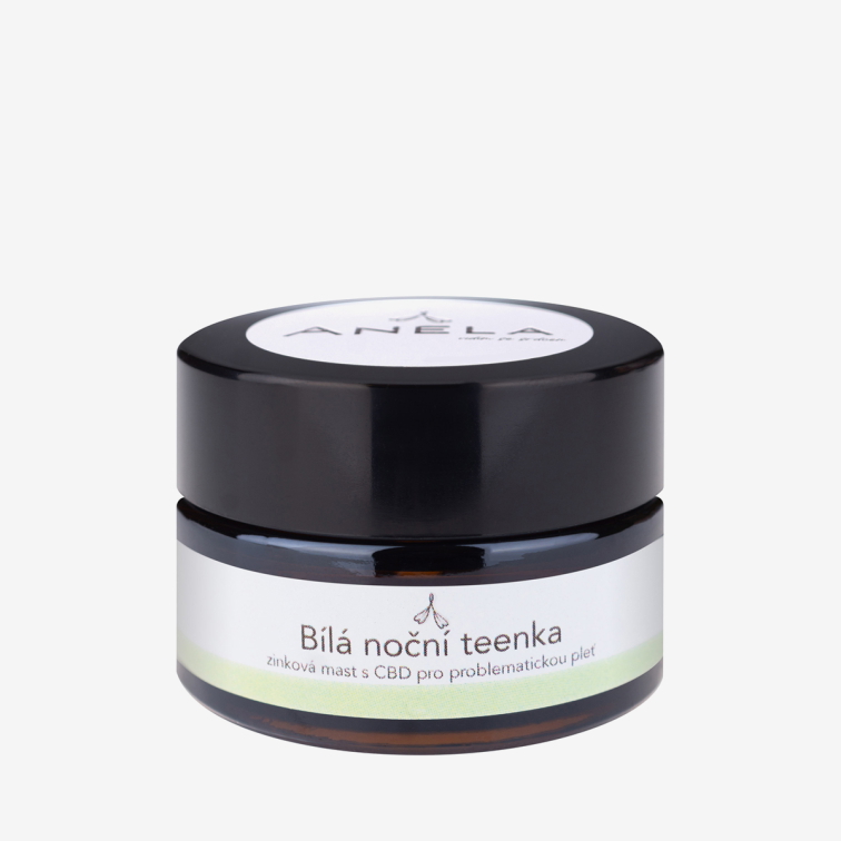 CBD zinkový krém na akné či ekzém: Bílá noční teenka
