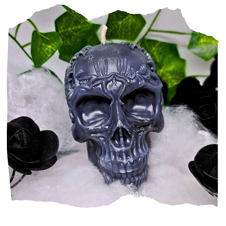 Květinová lebka svíčka