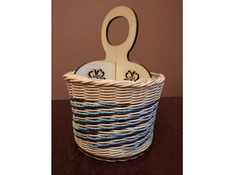 Košík na příbory- modrohnědý