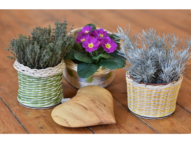 Květináč - žlutobílý