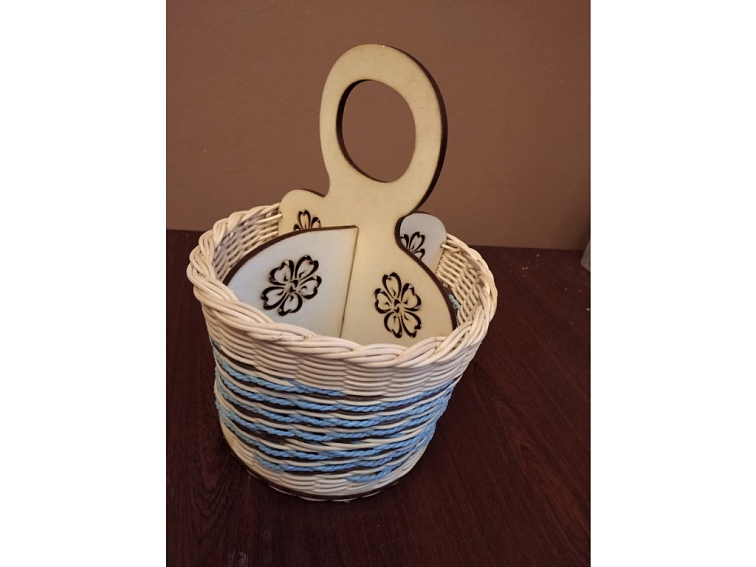 Košík na příbory- modrohnědý