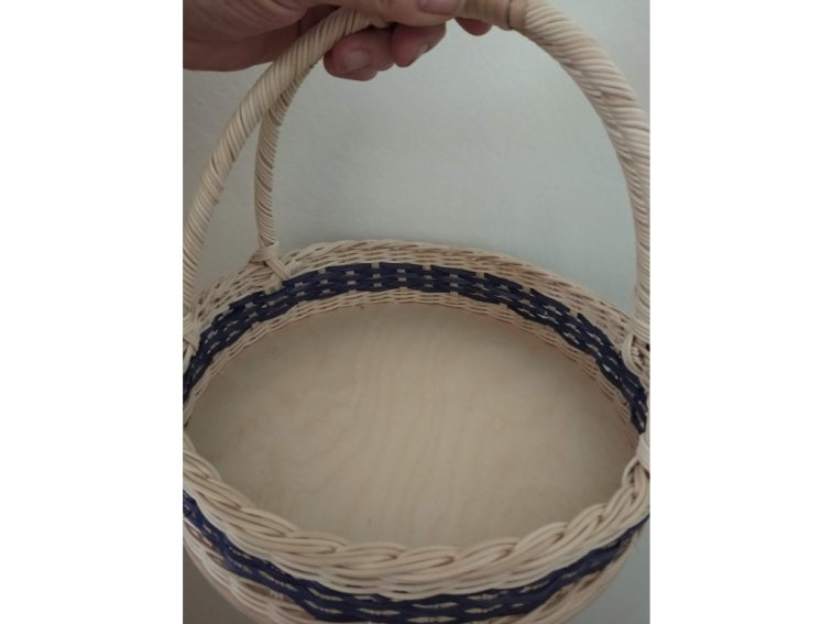 Podnos s velkým opletaným uchem -modrý