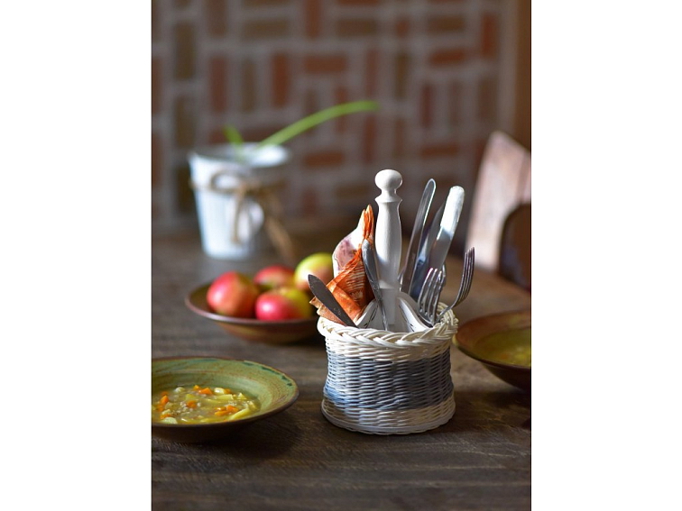 Košík na příbory s tyčkou- šedý