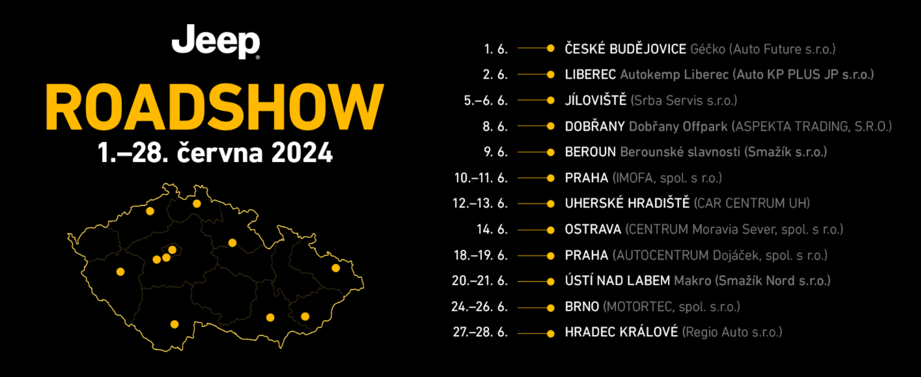 Vozy Jeep vyjíždí na roadshow