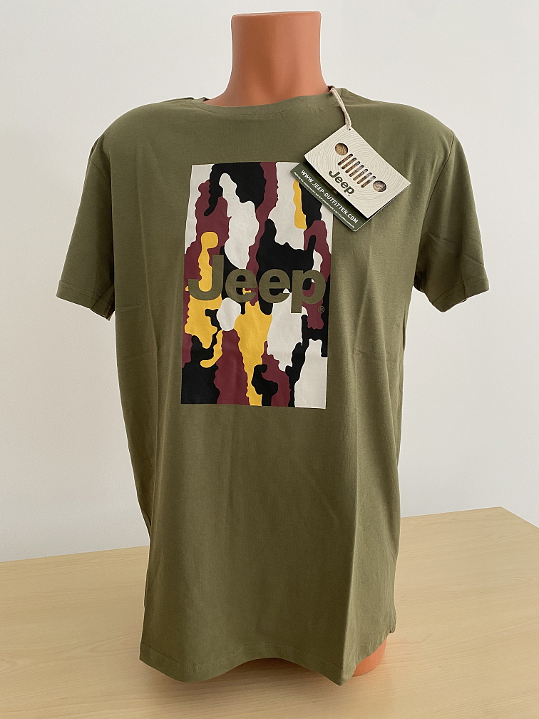 Triko s potiskem - khaki vel.L