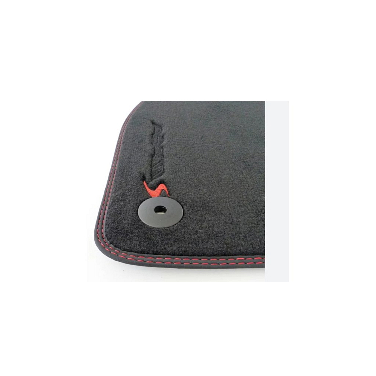 Velurové koberce Opel Adam černé s červenými stehy