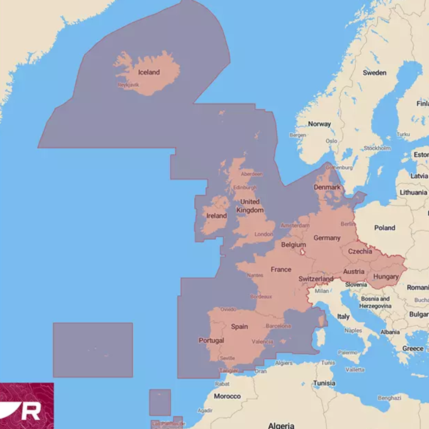 Mapy LightHouse Chart Západní Evropa Western Europe