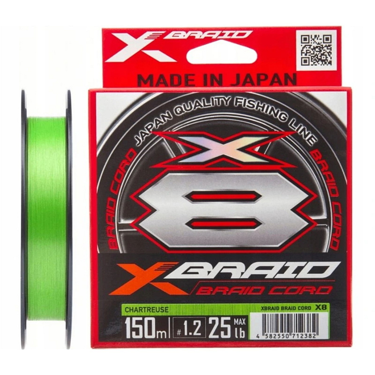 YGK Pletená šňůra X-Braid Cord X8 #PE0,3 (0,09mm) 3,6kg 150m Zelená
