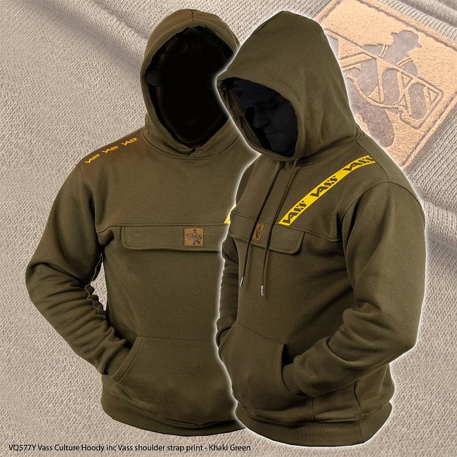 VASS mikina s kapucí Culture Khaki Yellow Strap