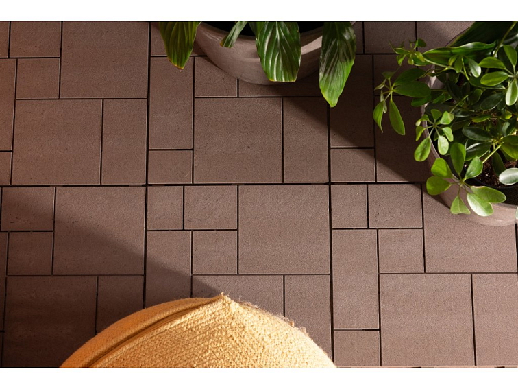Gumová dlaždice STONE MOSAIC 30 x 30 cm, hnědá dub