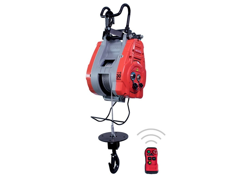 Elektrický průmyslový bezdrátový lanový kladkostroj MW-TOOLS PHS34060R - 340 kg, 60m