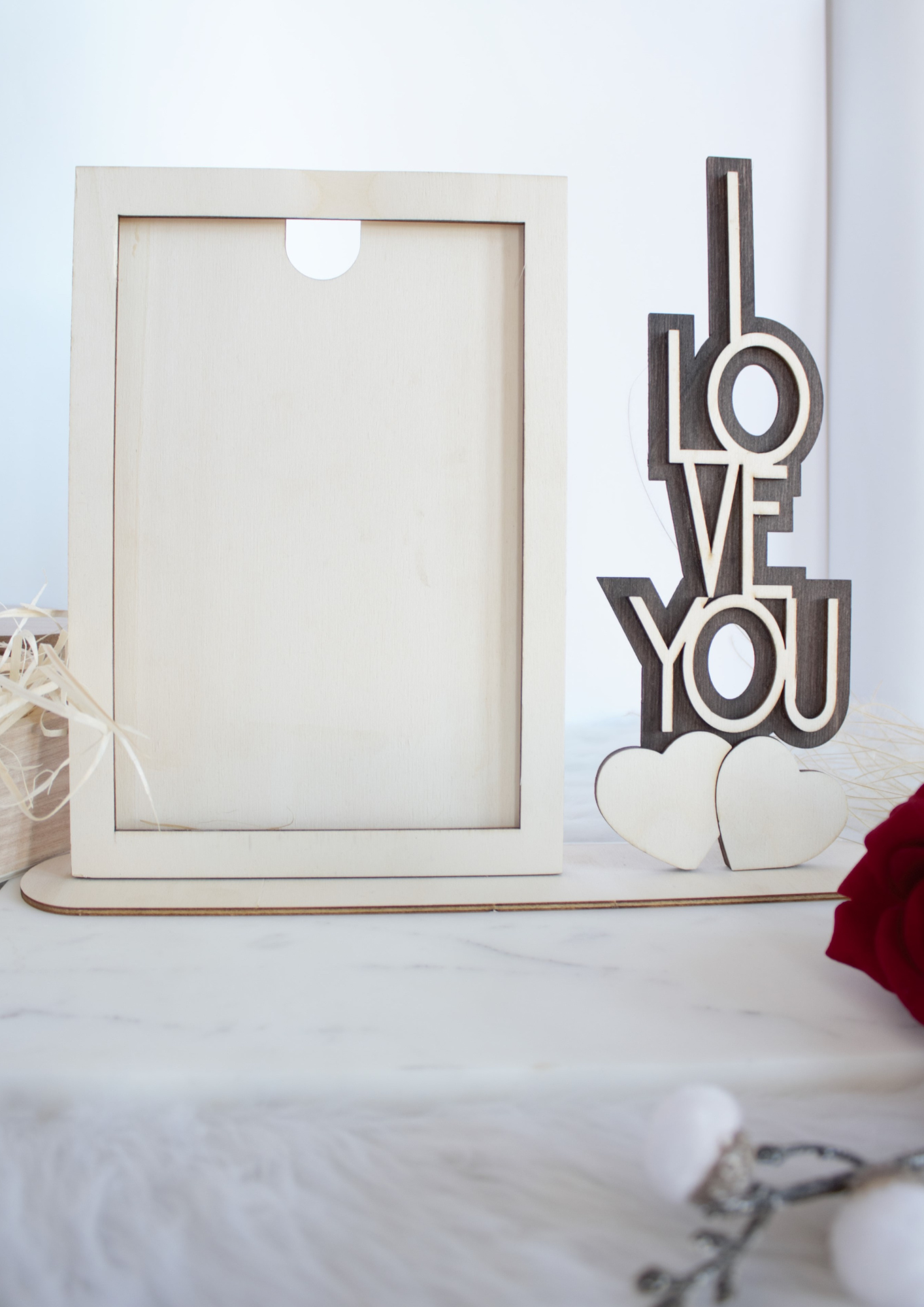 Dřevěný rámeček I love you