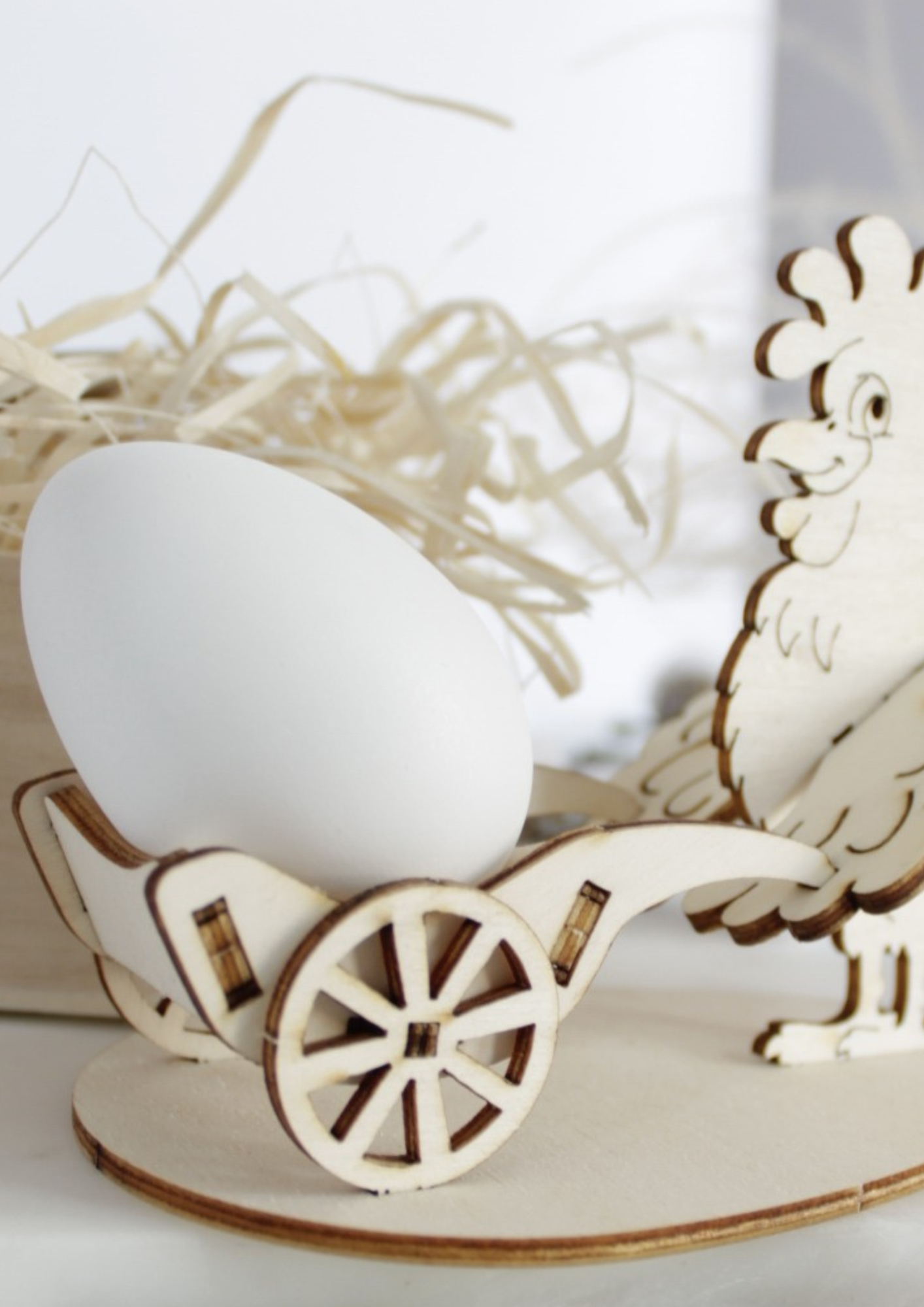 3D Kohoutek s vozíkem na vajíčko