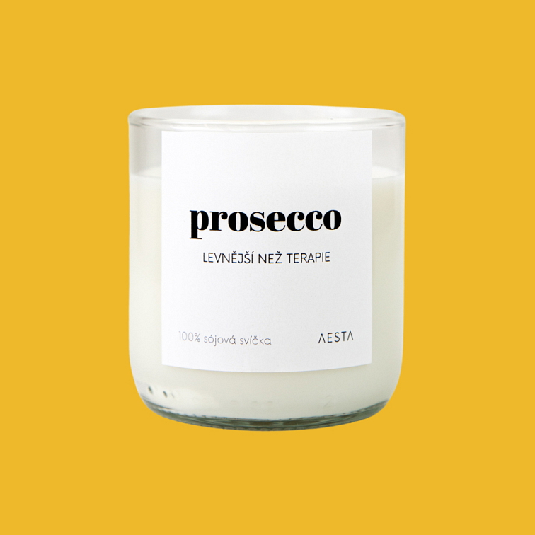Svíčka ve vinné lahvi Prosecco