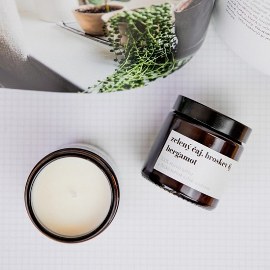 Sójová svíčka Zelený čaj, broskev & bergamot