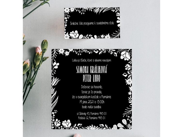 Svadobné oznámenie - Čiernobiela