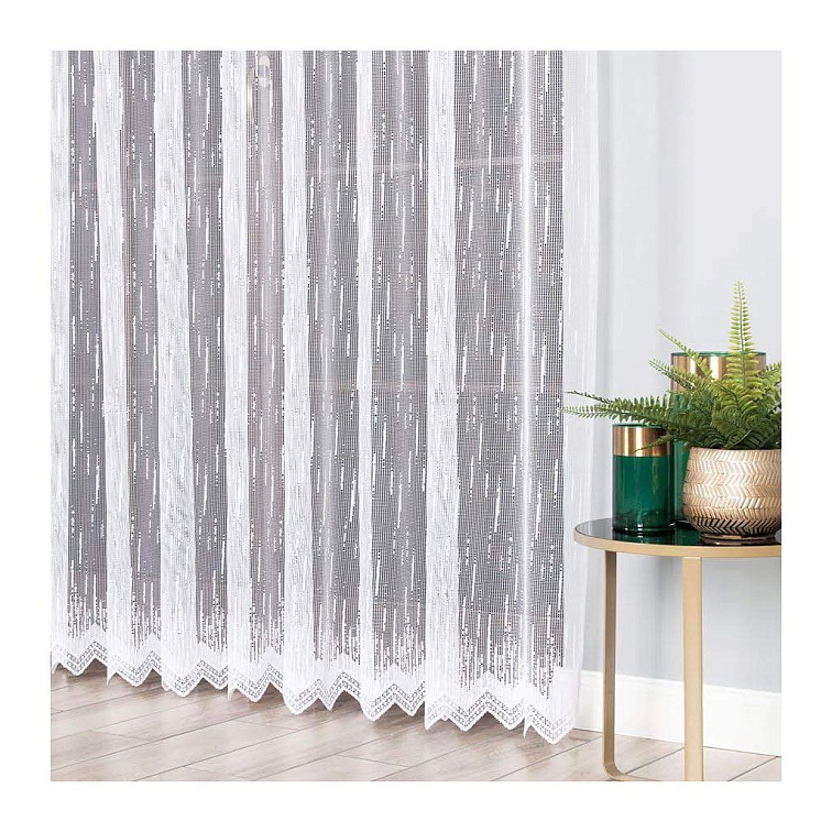 Bílá žakárová záclona KLARA s dešťovým vzorem