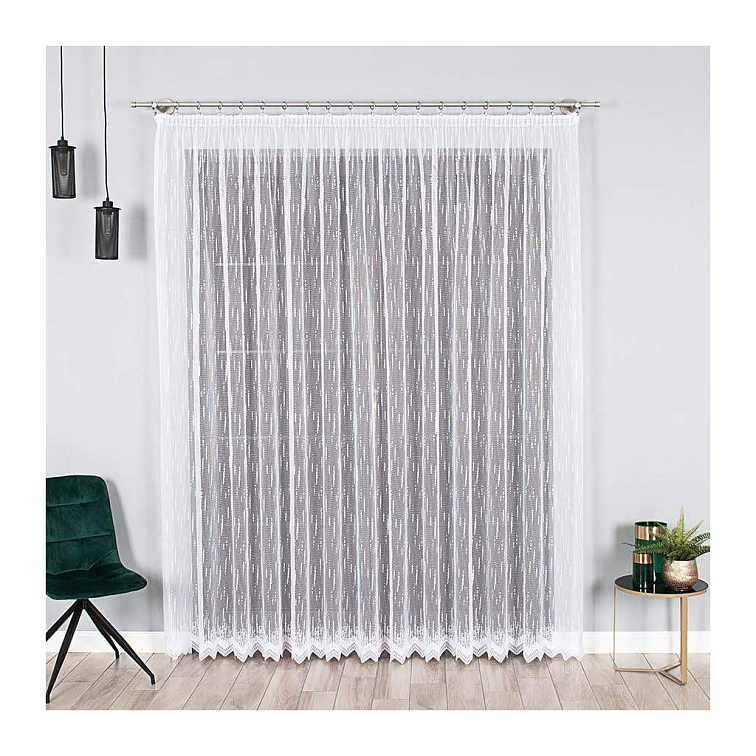 Bílá žakárová záclona KLARA s dešťovým vzorem