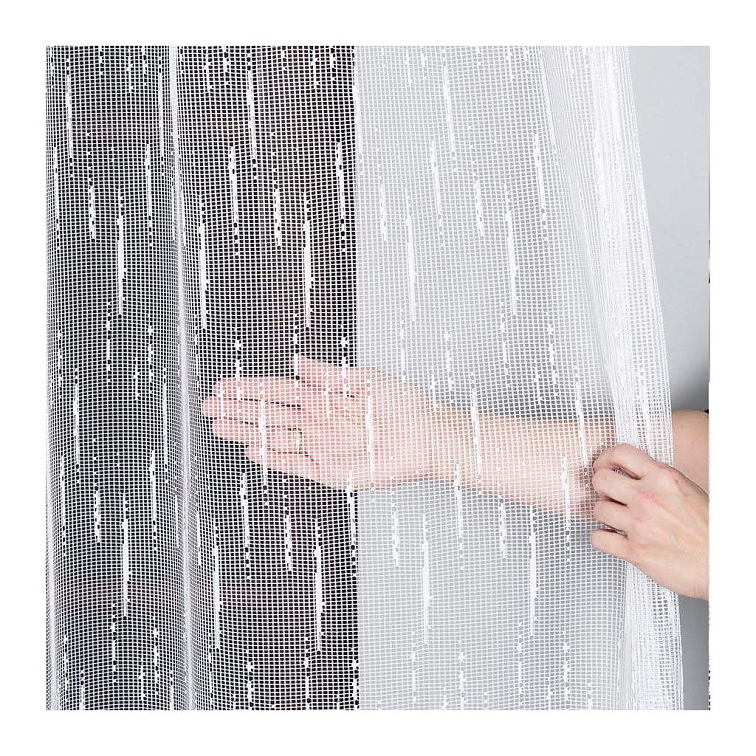 Bílá žakárová záclona KLARA s dešťovým vzorem