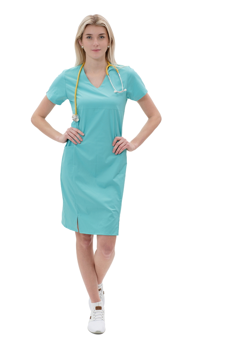 Zdravotnícke šaty Ivka SATTÉ Svetlý tyrkys