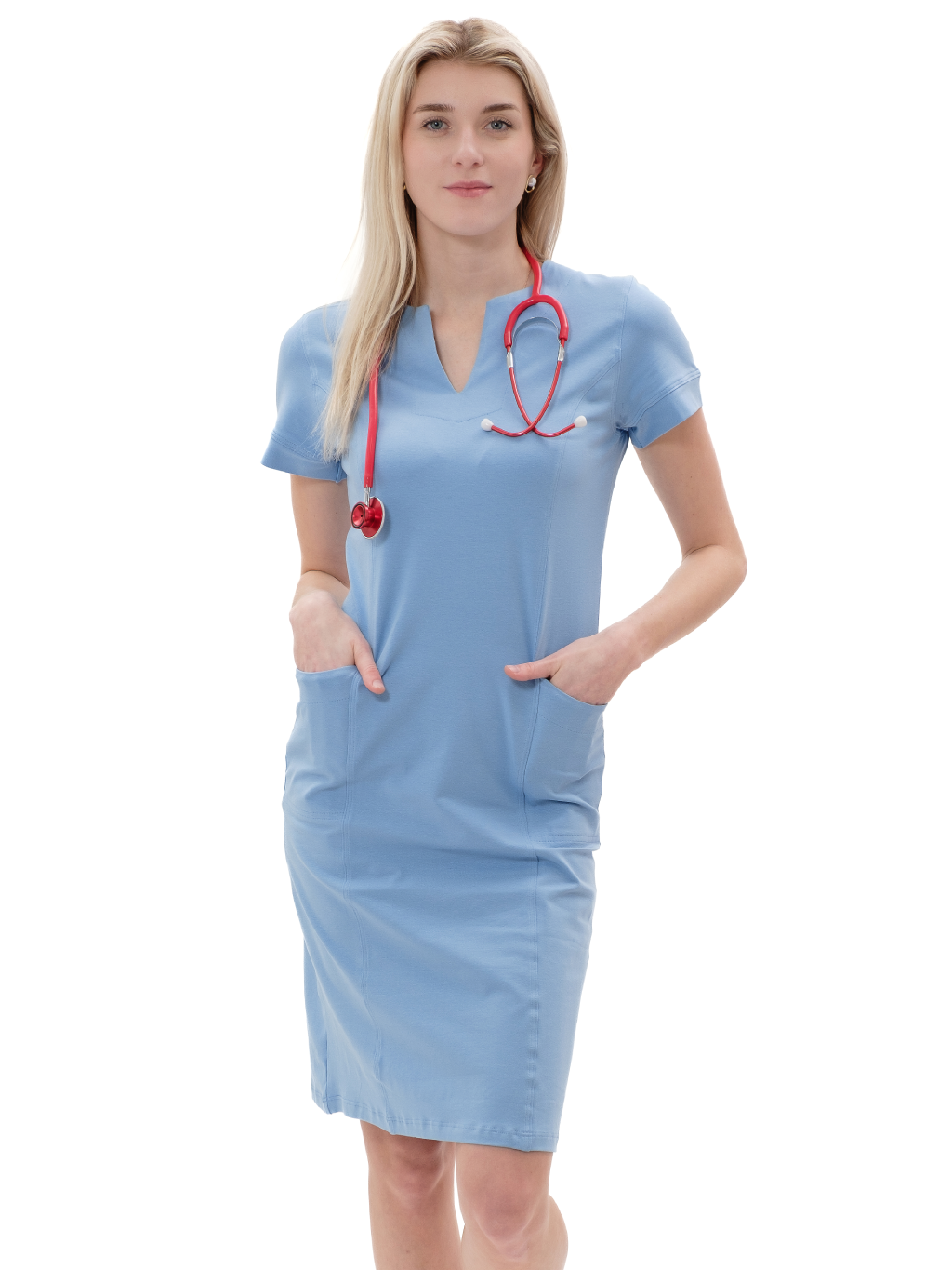 Zdravotnícke šaty Mia Úplet® Bledomodrá