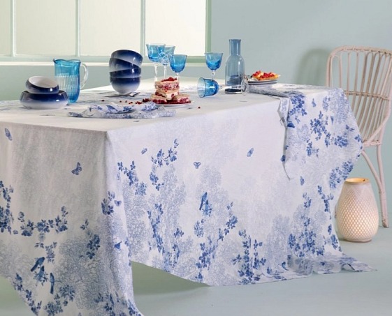Ubrus VOLIERE BLEU, modrá, Garnier Thiebaut