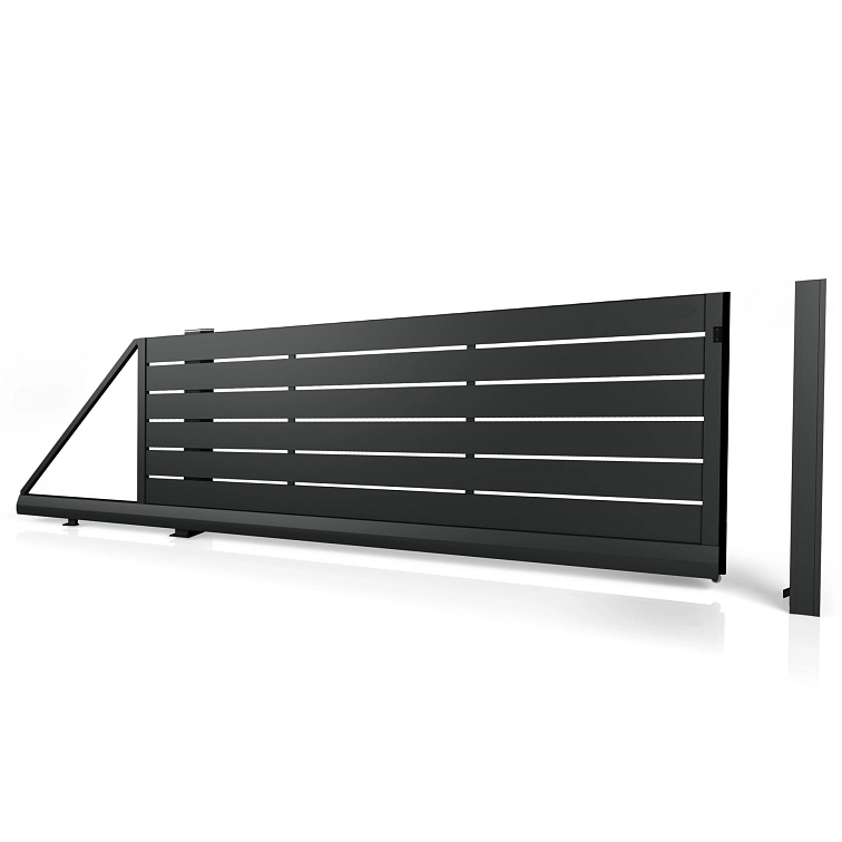 Samonosná hliníková brána HN 01 v antracitové barvě RAL 7016