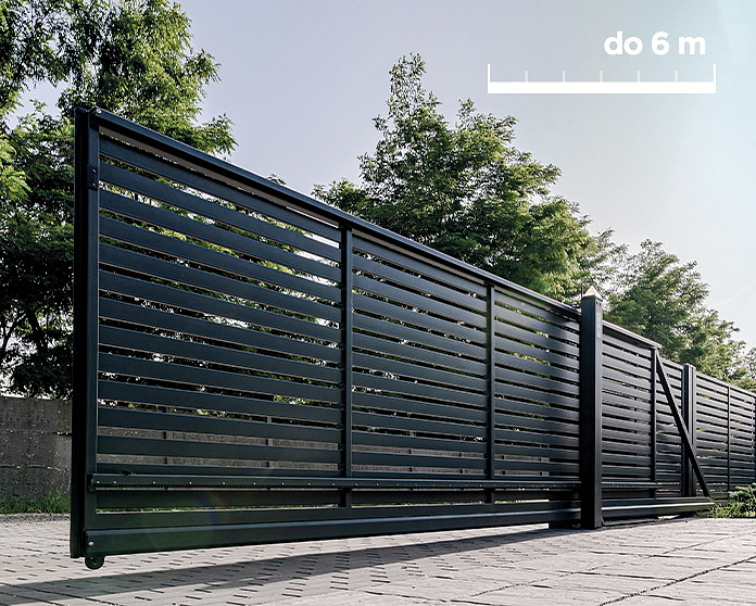 Samonosná hliníková brána HN 01, rozměr na míru (šířka 2400 - 5500 mm, výška 1000 - 2000 mm), šedá RAL 7030 matná