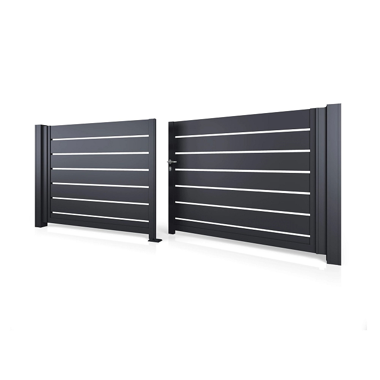 Dvoukřídlá hliníková brána HN 01 v antracitové barvě RAL 7016