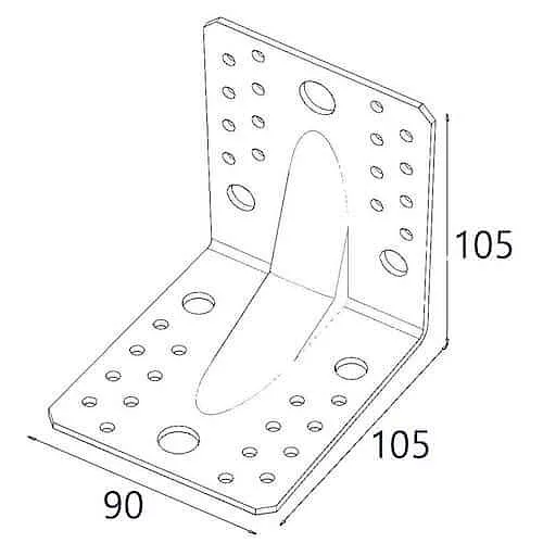 105x105x90x2,5mm Kp2 - Úhelník s prolisem