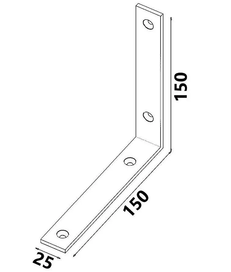 150x150x25x4,0mm KW7 - Úzky uholník - stolársky, nábytkový