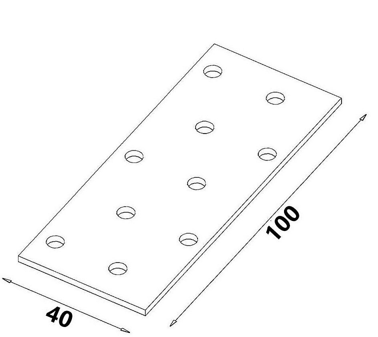 80x200mm hr. 2,0mm Spojovací deska - plotna - děrovaná, PP9
