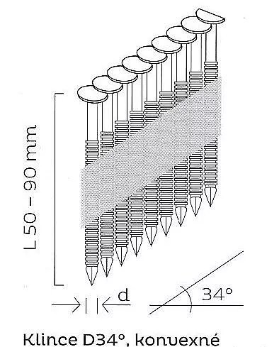 2,8x70mm D34 KMR - 5000 ks - Konvexní, prstencové hřebíky do hřebíkovačky - Ring